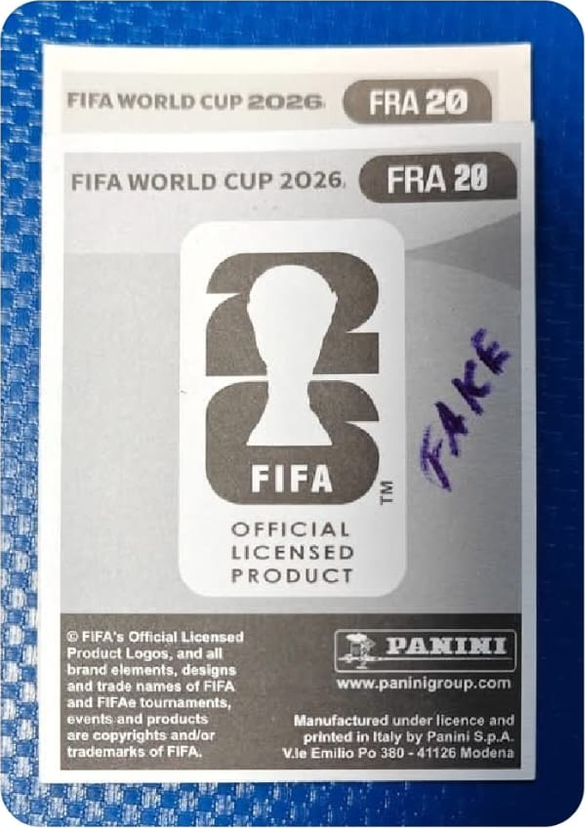 two FRA 20 backs, genuine behind, fake in front